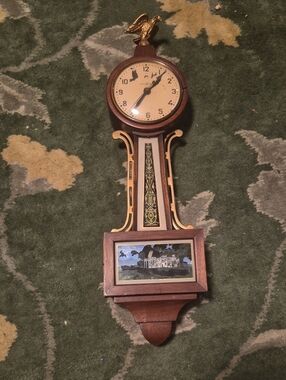 Brown and Gold Banjo Wall Clock with Eagle Finial - Classic Home Accent